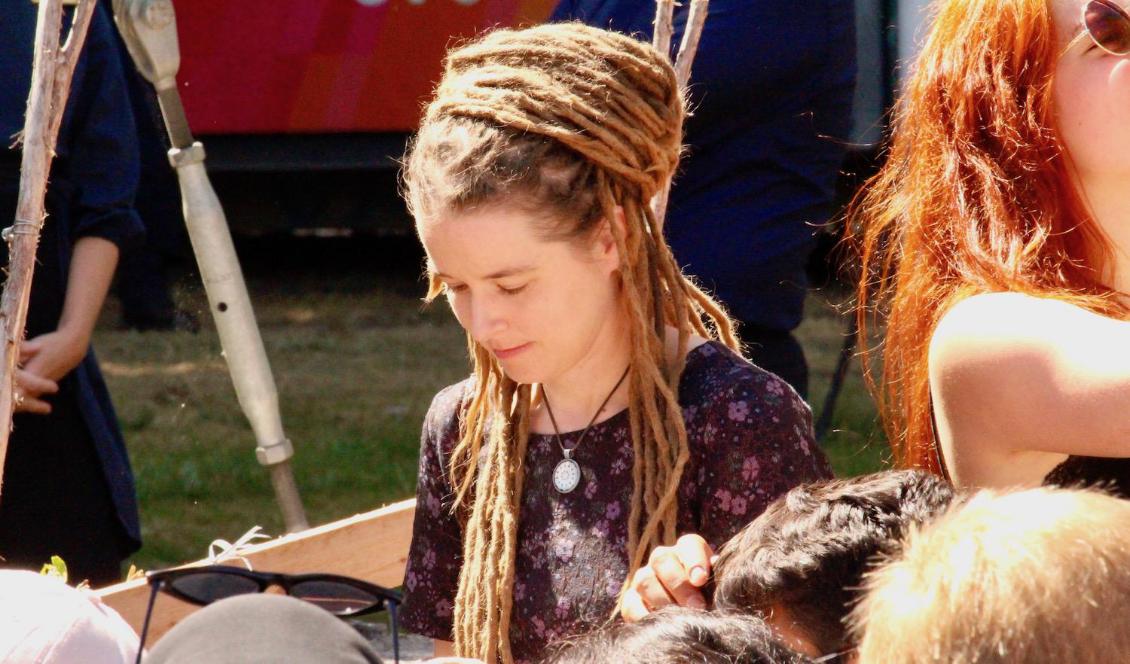 Kultur- demokrati- och idrottsminister Amanda Lind (MP) i Almedalen, Visby, juli 2018. Foto: Susanne W Lamm/Epoch Times