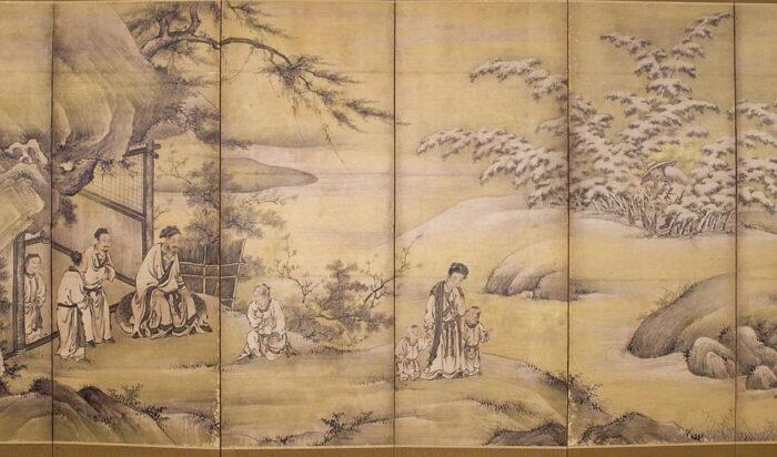 ”Scener från 24 dygdemönster av filial fromhet”, av den japanske konstnären Kano Motonobu. Indianapolis Museum of art (Public Domain)