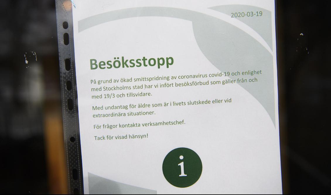 Äldreboenden i Stockholm har drabbats hårt av coronaviruset. Foto: Henrik Montgomery/TT-arkivbild