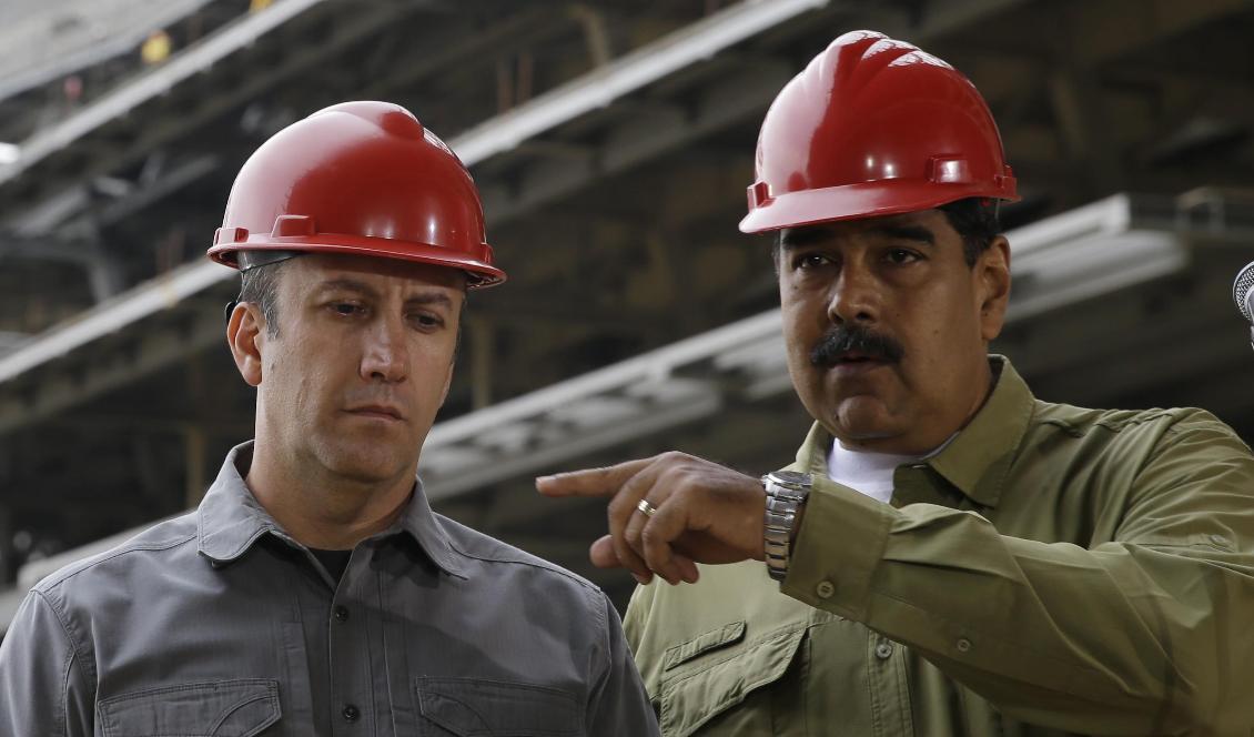Venezuelas nya oljeminister Tareck El Aissami tillsammans med president Nicolás Maduro. Foto: Ricardo Mazalan/AP/TT-arkivbild