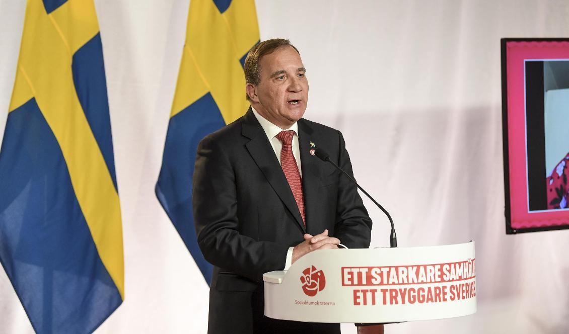 Statsminister Stefan Löfvens (S) förstamajtal dominerades helt av coronakrisen. Foto: Fredrik Sandberg/TT