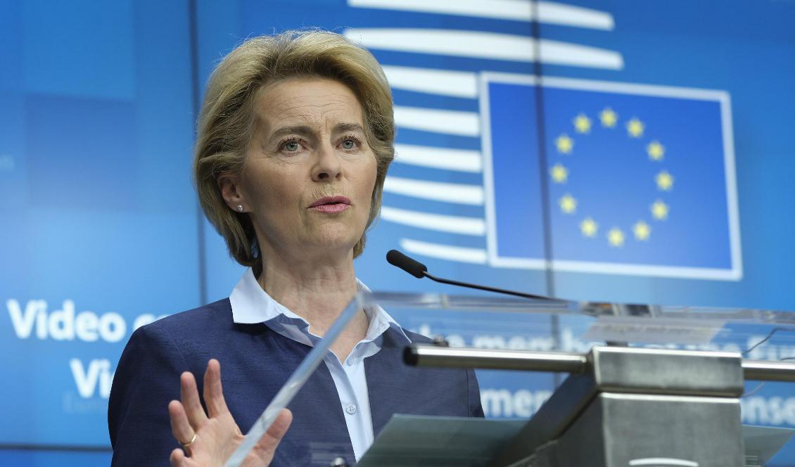 EU-kommissionens ordförande Ursula von der Leyen. Foto: Olivier Hoslet/AP/TT-arkivbild