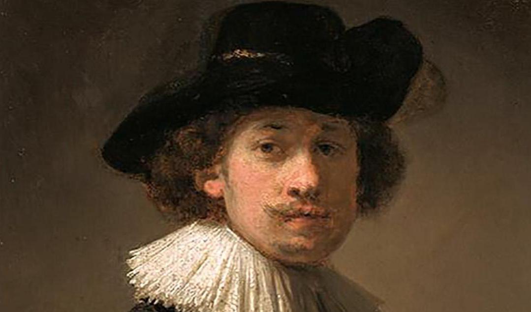"Självporträtt iklädd pipkrage och svart hatt", en tavla av den nederländske 1600-talsmästaren Rembrandt, ska säljas på auktionshuset Sotheby's i London. Foto: Sotheby's/AFP/TT