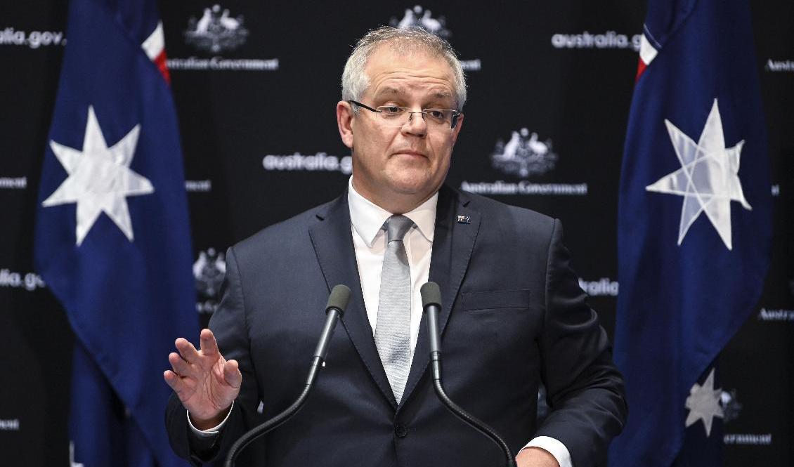 Australiens premiärminister Scott Morrison. Foto: Lukas Coch/AP/TT-arkivbild