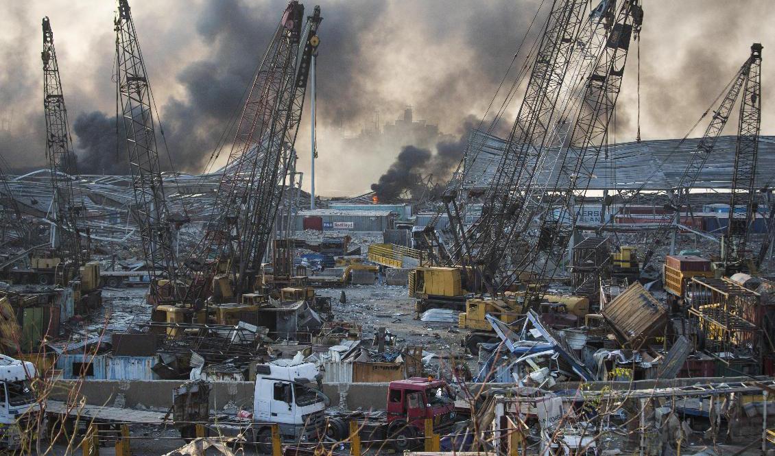 Explosionerna i Beirut i Libanon orsakade stor förödelse. Foto: Hassan Ammar/AP/TT