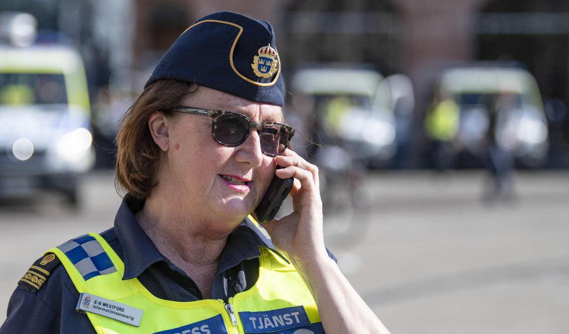 Polisens presstalesperson Ewa-Gun Westford uppger att de antisemitiska slagord som ropades under upploppet i fredags ska utredas. Arkivbild. Foto: Johan Nilsson/TT