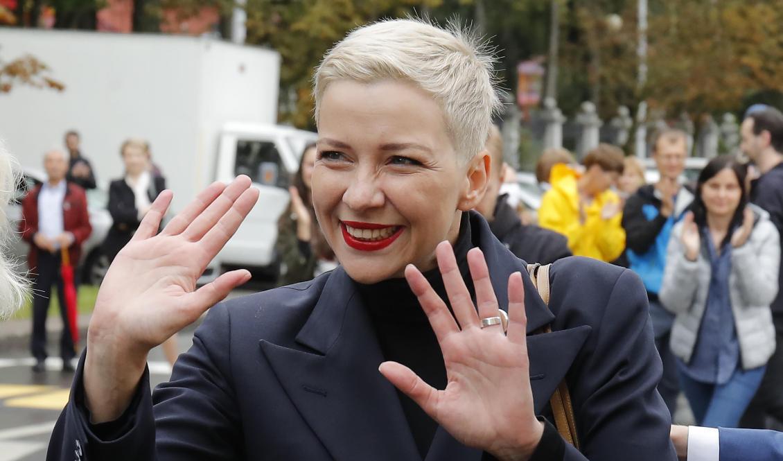 Den belarusiska oppositionsledaren Maria Kolesnikova. Foto: Dmitri Lovetsky/AP/TT
