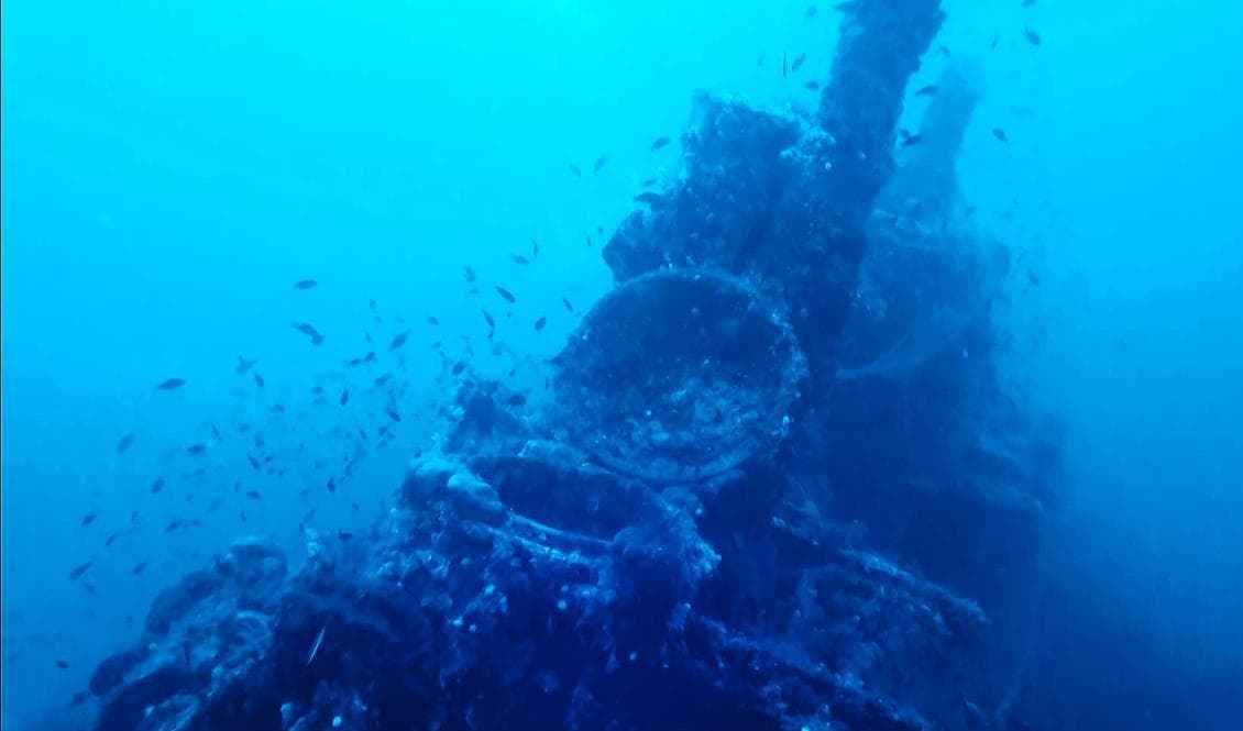 Konturerna av ubåten Ariane som vilar på Medelhavets botten. Foto: Dykklubben Ras Adar/AFP/TT