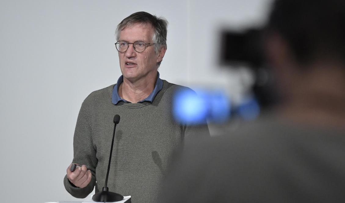 Statsepidemiolog Anders Tegnell på dagens pressträff. Foto: Janerik Henriksson/TT