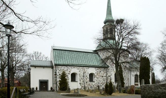 Bromma kyrka, där en kyrkklocka har stulits. Arkivbild. Foto: Bertil Ericon/TT