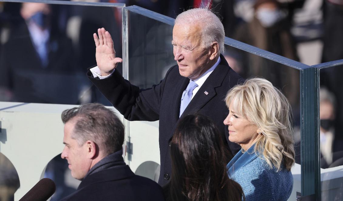 Joe Biden svärs in som USA:s president. Foto: Tasos Katopodis/AP/TT