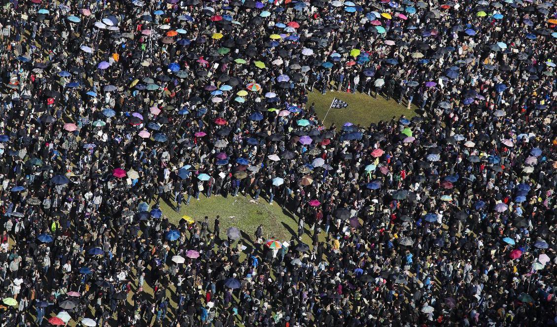 Demokratiprotesterna i Hongkong 2019. Arkivbild. Foto: Kin Cheung/AP/TT