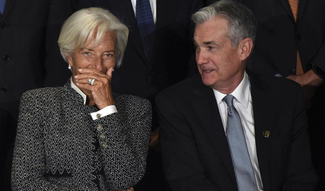 
Christine Lagarde, chef för europeiska centralbanken, och Jerome Powell, amerikanske centralbankschefen, vid ett möte i Buenos Aires 2018.  Foto: Eitan Abramovich/AFP via Getty Images                                            