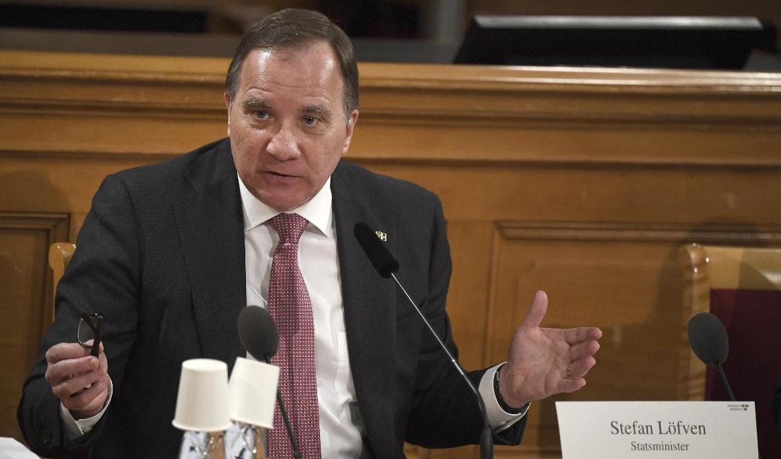 Statsminister Stefan Löfven (S) frågades ut i konstitutionsutskottet (KU) om regeringens agerande under coronapandemin. Foto: Pontus Lundahl/TT
