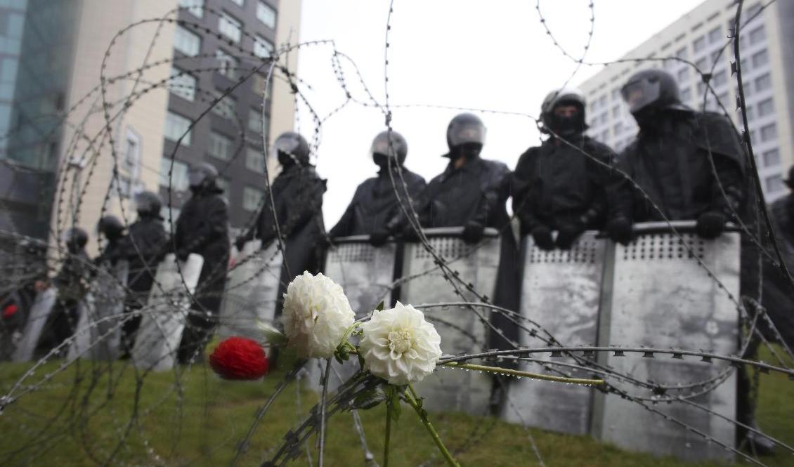 Vid tiden för EKN:s utfärdande av garantiofferter pågick demonstrationer i Belarus mot det misstänkt riggade presidentvalet. Arkivbild. Foto: AP/TT