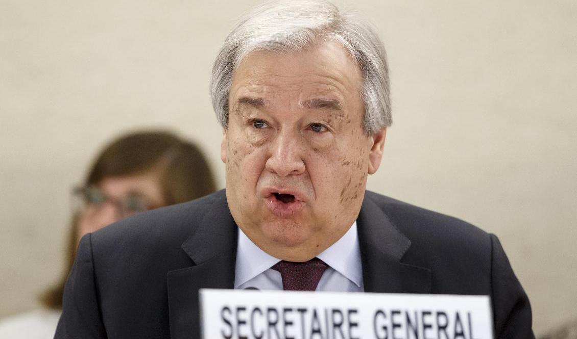 FN:s generalsekreterare António Guterres är "rasande" över massakern i Burkina Faso, där över 100 civila har dödats. Arkivbild. Foto: Salvatore Di Nolfi/AP/TT