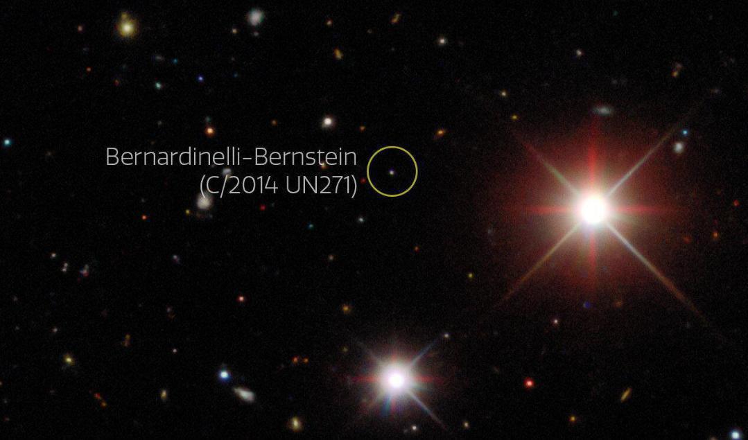 Kometen i oktober 2017, sedd genom ett teleskop vid ett rymdobservatorium i Chile. Foto: Dark Energy Survey/DOE/FNAL/DECam/CTIO/NOIRLab/NSF/AURA/P. Bernardinelli & G. Bernstein (UPenn)/DESI Legacy Imaging Surveys/handout via TT
