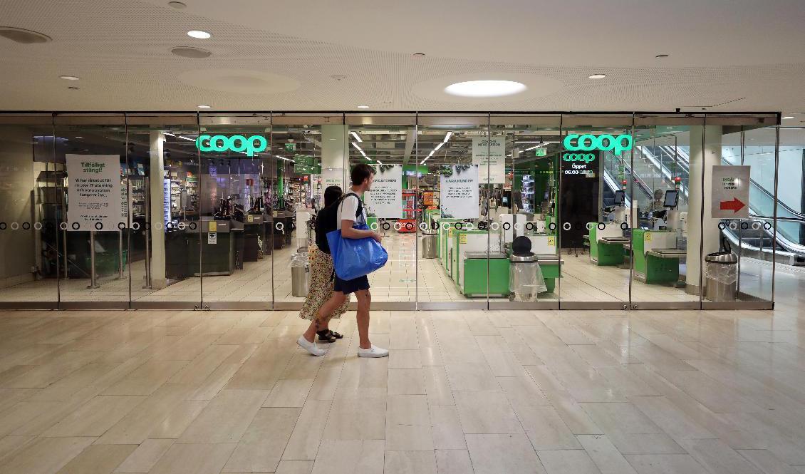 Coop tvingades stänga en majoritet av landets butiker efter en it-attack. Arkivbild. Foto: Ali Lorestani/TT