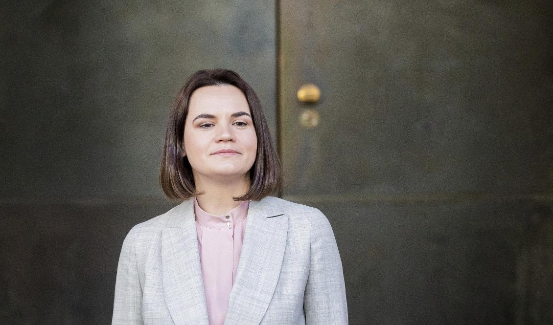 Svetlana Tichanovskaja, här i Berlin i juni, är i USA där hon på måndagen träffade utrikesminister Antony Blinken. Foto: Christoph Soeder/AP/TT