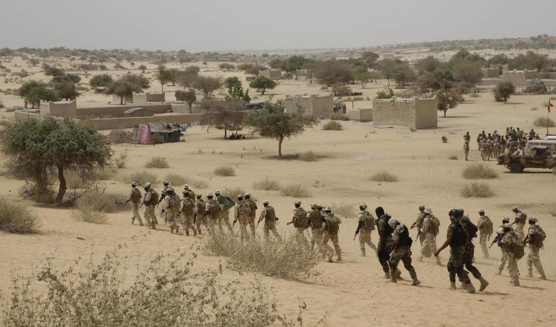 Soldater ur Tchads armé på övning. Arkivbild. Foto: Jerome Delay/AP/TT