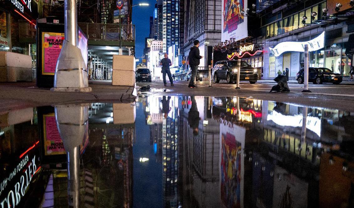 Times Square i New York efter stormen Ida. Foto: Craig Ruttle/AP/TT
