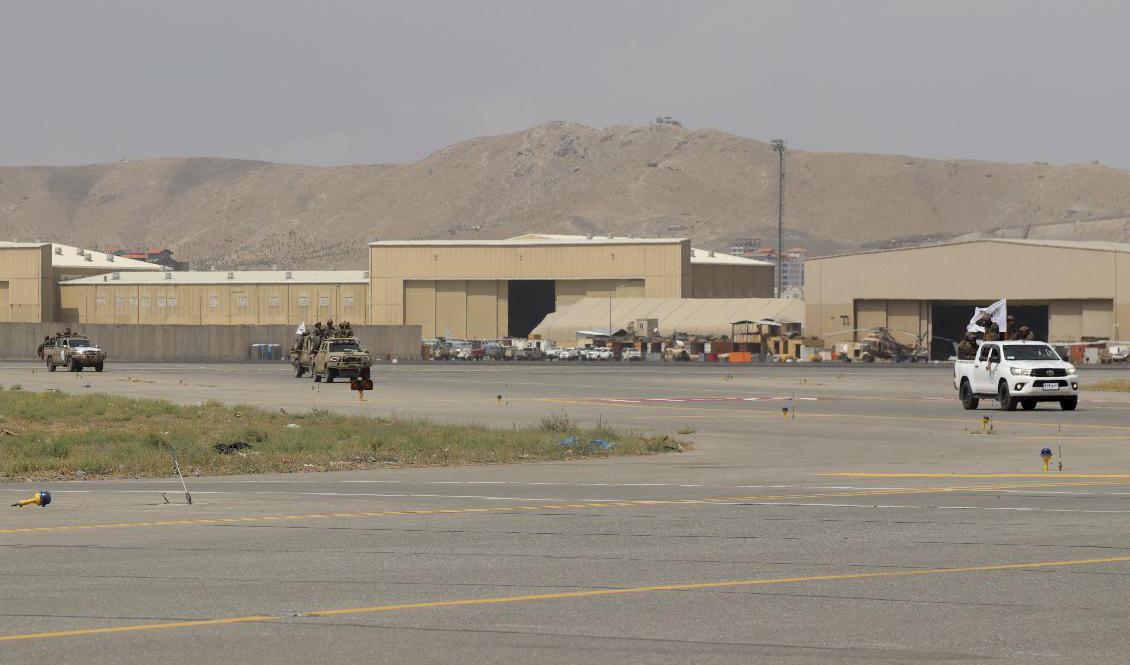 Talibanernas specialförband på Kabuls flygplats den 31 augusti. Foto: Khwaja Tawfiq Sediqi/AP/TT