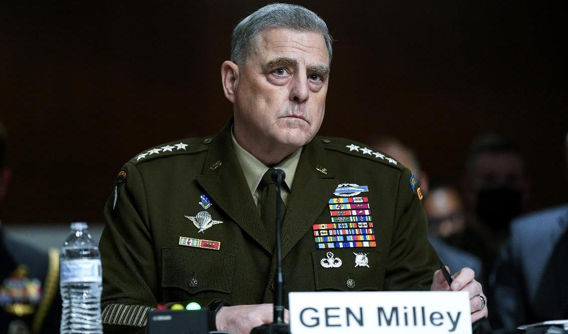 
Ordförande i USA:s militära stabsledning joint chief of staff, general Mark Milley. Foto: Patrick Semansky/pool via AP/TT                                            