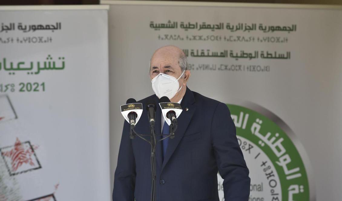Algeriets president Abdelmadjid Tebboune tidigare i år. Foto: STR/AP/TT