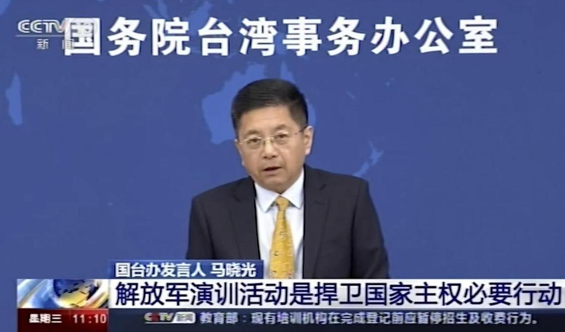 Ma Xiaoguang uttalade sig om Taiwan på en tv-sänd presskonferens. Foto: CCTV via AP/TT