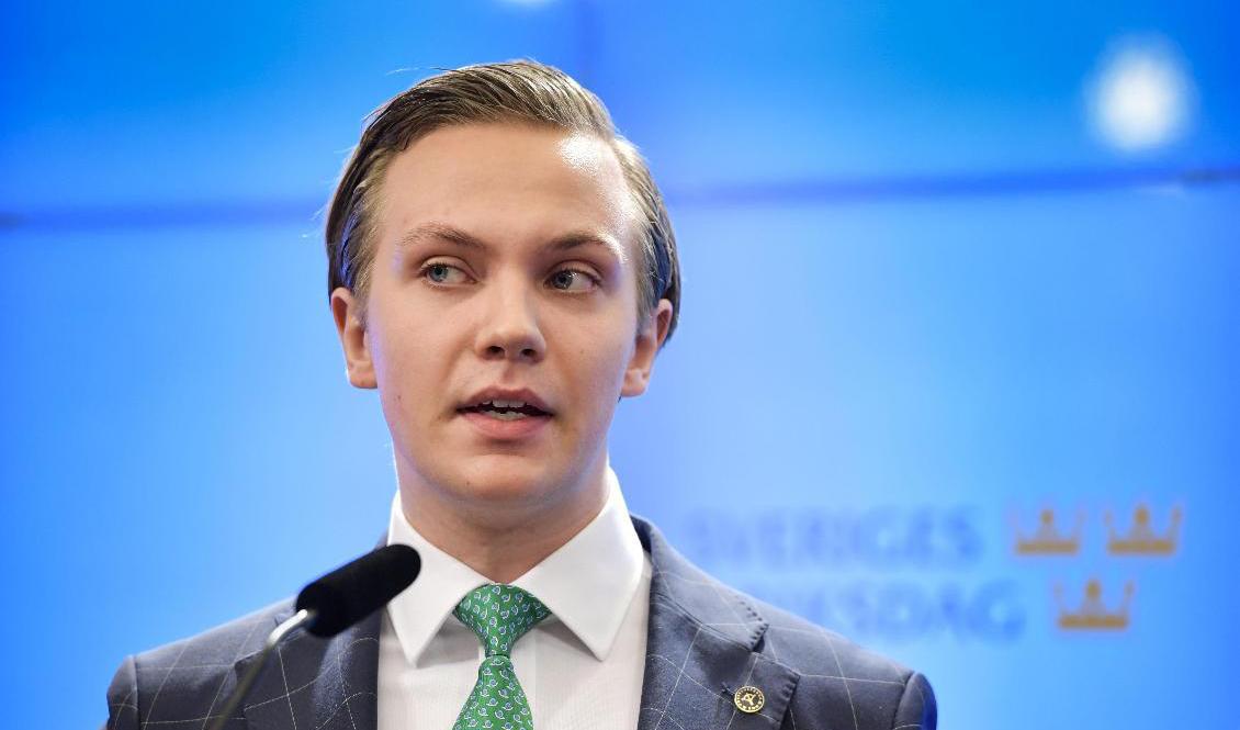 Sverigedemokraternas rättspolitiske talesperson Tobias Andersson öppnar för att begränsa gangsterrapen i public service. Arkivbild. Foto: Jessica Gow/TT