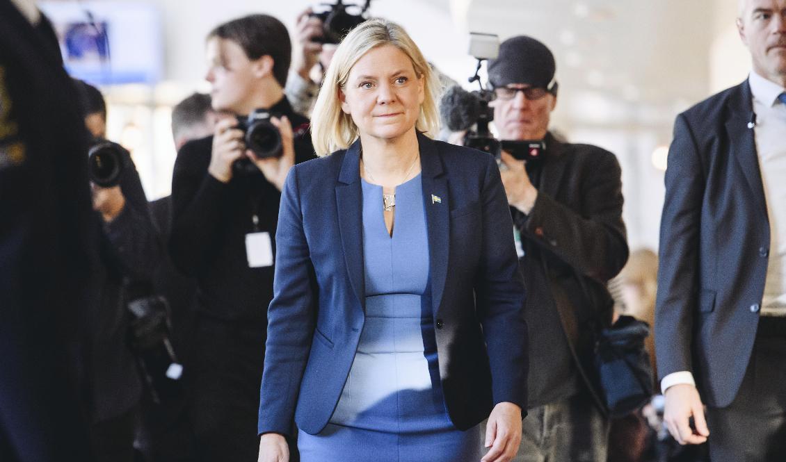 S-ledaren Magdalena Andersson efter att ha blivit vald till statsminister i onsdags. Arkivbild. Foto: Erik Simander / TT
