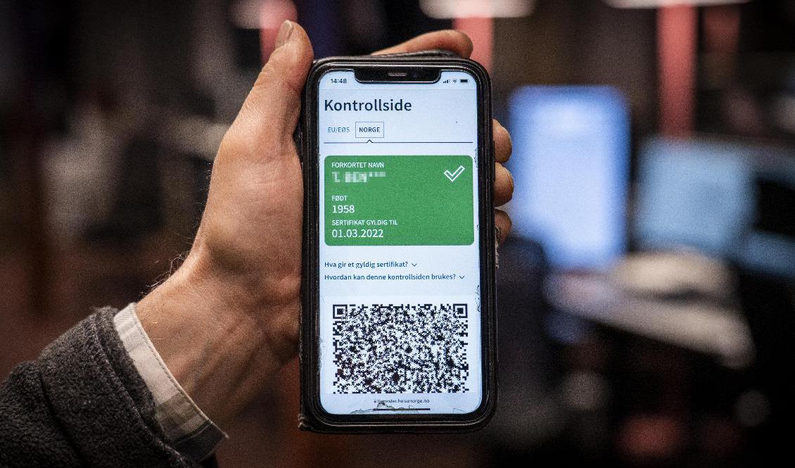 Norges version av covidpass. Arkivbild. Foto: Ole Berg-Rusten/NTB/TT