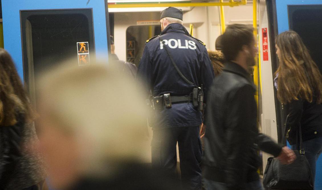 Enligt Moderaternas förslag skulle polisen få rätt att söka igenom resenärers kläder och väskor i syfte att hitta vapen. Arkivbild. Foto: Fredrik Sandberg/TT