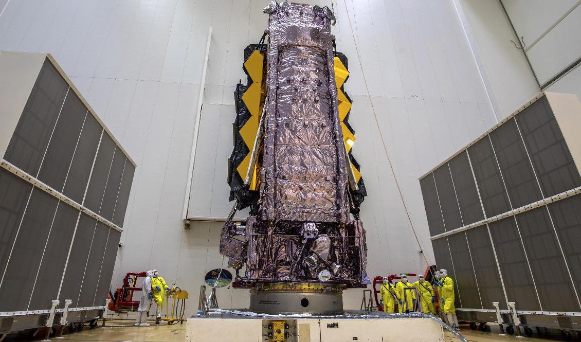 En bild från den europeiska rymdstyrelsen Esa på rymdteleskopet James Webb. Foto: M.Pedoussaut/Esa via AP/TT