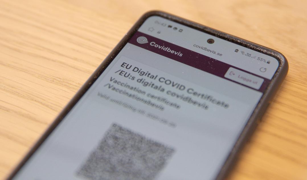 Vaccinpass kan bli aktuellt att visa upp på fler ställen än i dag. Arkivbild. Foto: Johan Jeppsson/TT