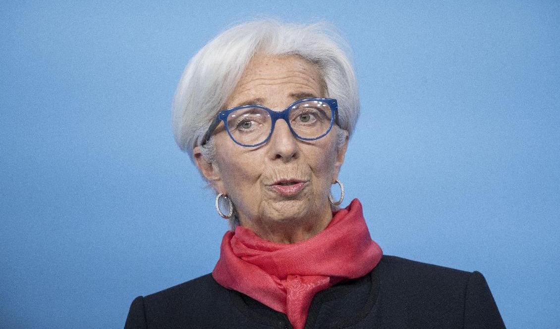 Ett oväntat högt inflationstryck i eurozonen kan pressa ECB och chefen Christine Lagarde att snabba på planerade åtstramningar av pandemistimulanser. Arkivbild. Foto: Thomas Lohnes AP/TT