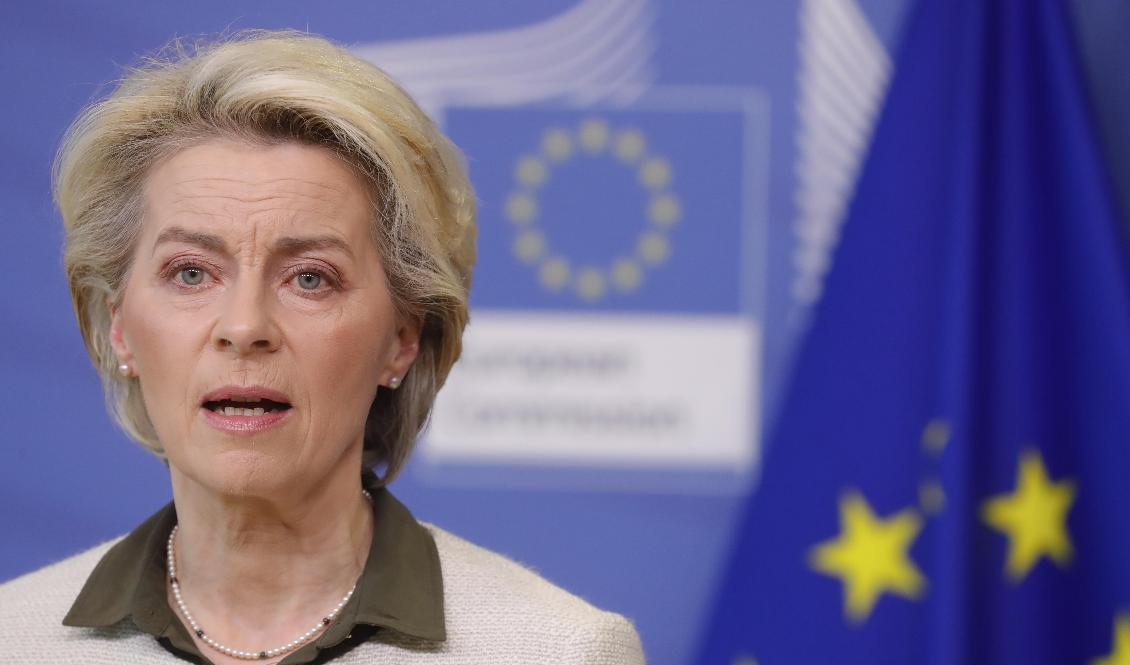 EU-kommissionens ordförande Ursula von der Leyen stödjer ett ukrainskt EU-medlemskap. Foto: Stephanie Lecocq/AP/TT