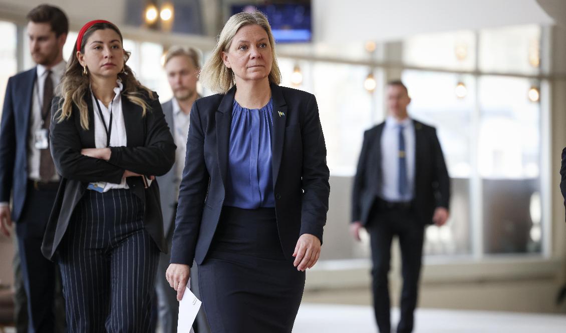 Statsminister Magdalena Andersson (S) informerade partiledarna om hur regeringen ser på det nya säkerhetspolitiska läget. Arkivbild Foto: Fredrik Persson/TT