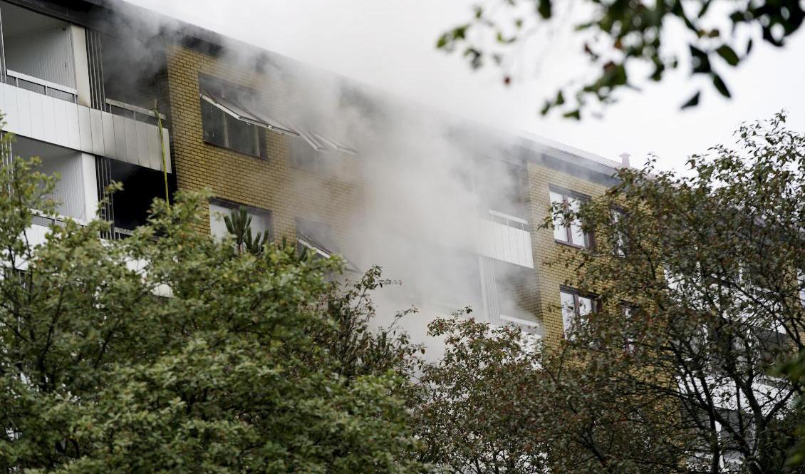 60 lägenheter totalförstördes av explosionen och branden i Annedal i Göteborg i september. En kvinna omkom. Arkivbild. Foto: Björn Larsson Rosvall/TT