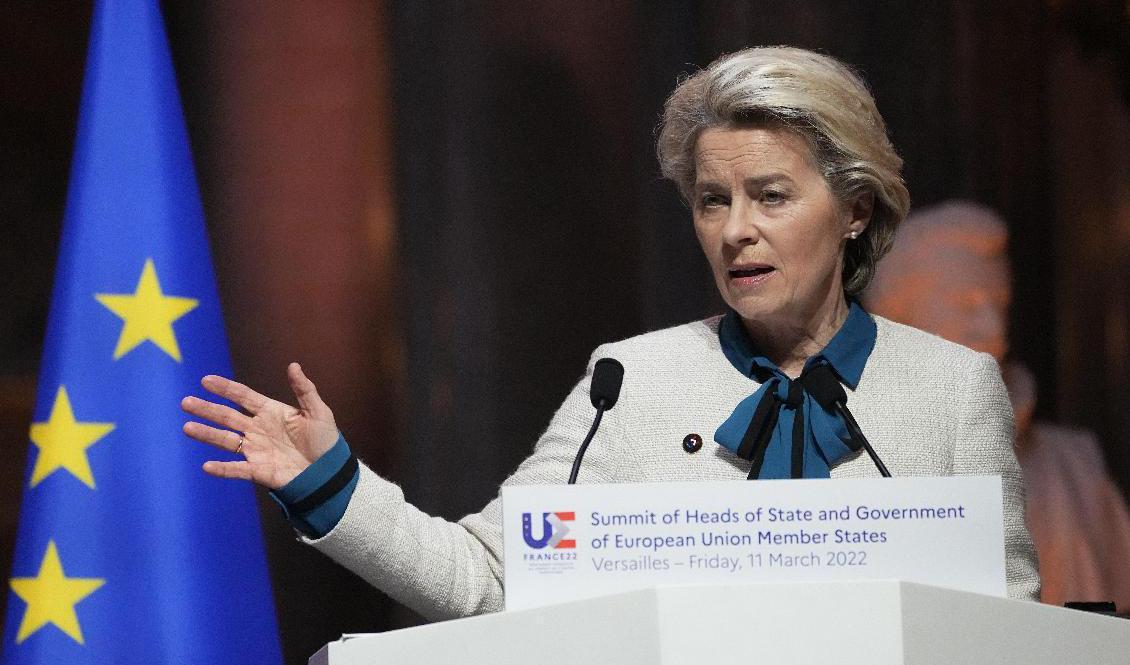 EU-kommissionens ordförande Ursula von der Leyen ska ta fram konkreta planer på hur EU:s militära brister ska hanteras. Foto: Michel Euler/AP/TT