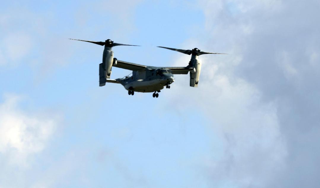 En V-22 Osprey vid en övning i Japan. Arkivbild. Foto: Eugene Hoshiko/AP