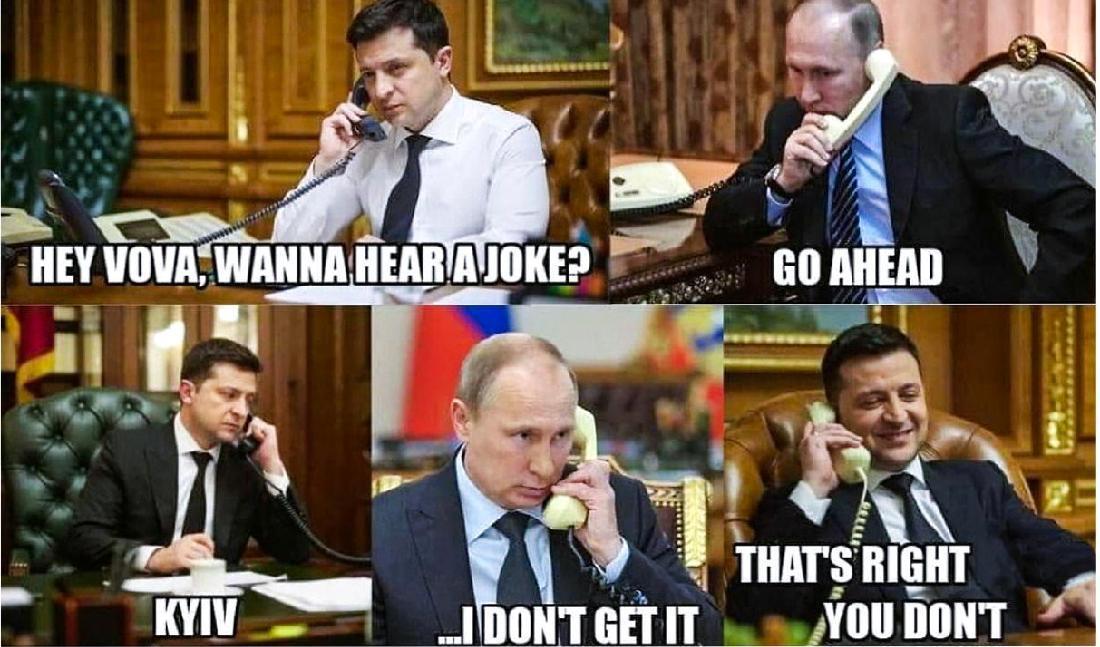 

Rysslands president Putin och den stelhet han utstrålar ger tusen möjligheter till dråpliga skämt. Foto: Skärmdump                                                                                        