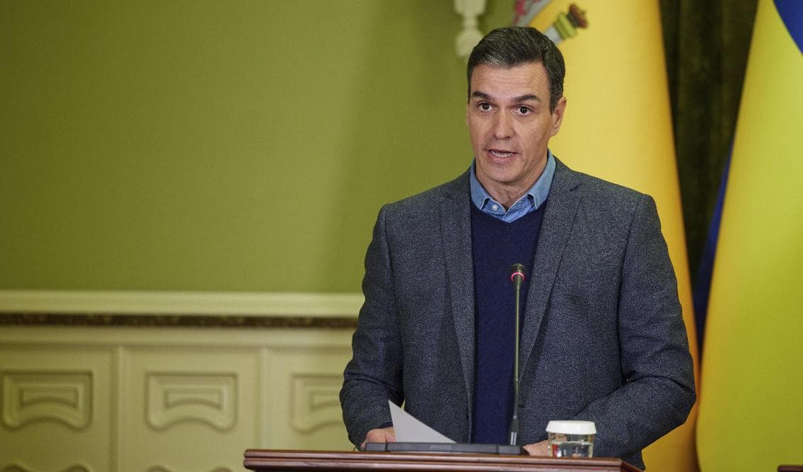 Spaniens premiärminister Pedro Sánchez mobiltelefon har avlyssnats. Arkivbild. Foto: Ukrainas presidentkansli via AP/TT