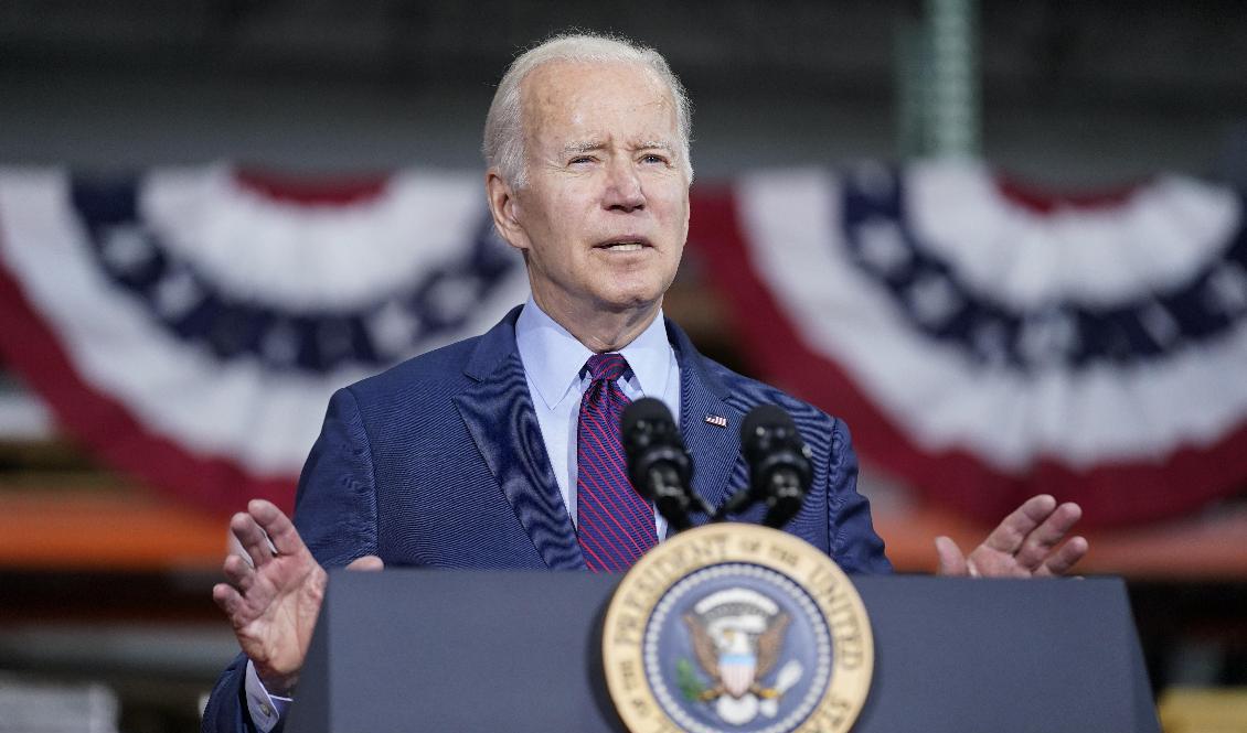 USA:s president Joe Biden lovar fler vapen till Ukraina. Foto: Andrew Harnik/AP/TT