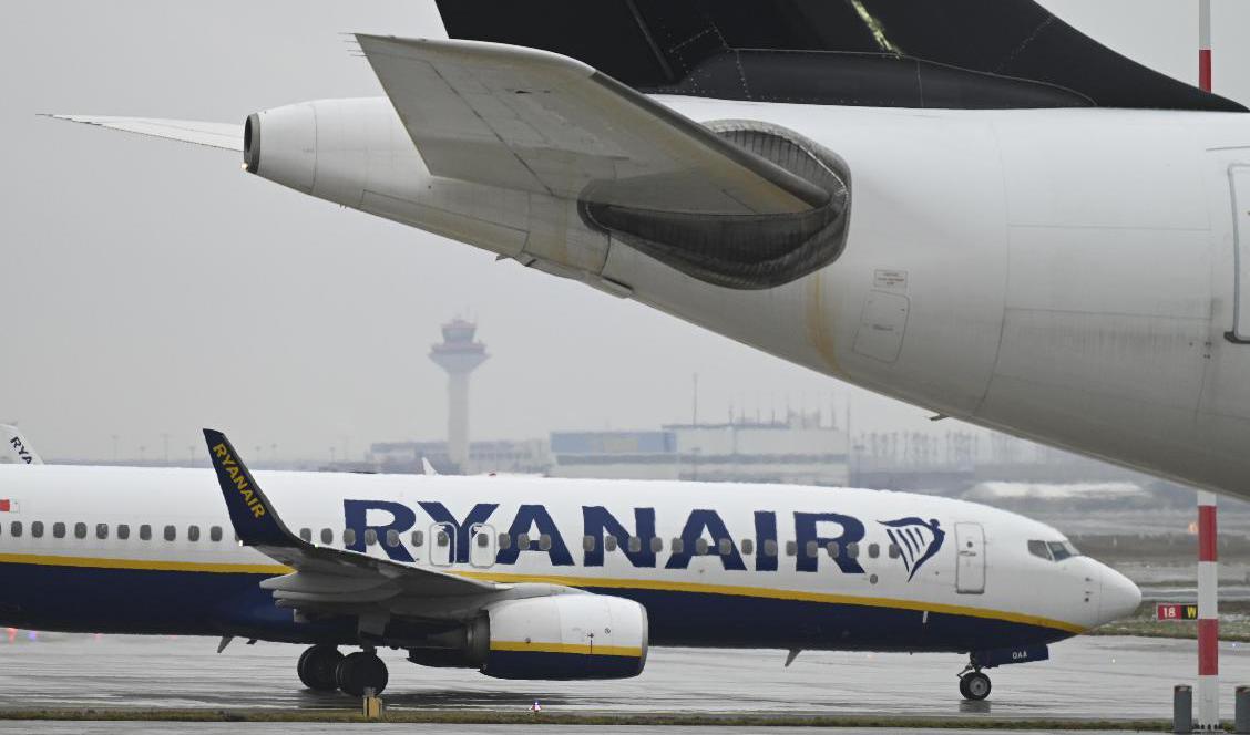 
Ett Ryanair-plan vid Frankfurts flygplats. Arkivbild. Foto: Arne Dedert/AP/TT                                            