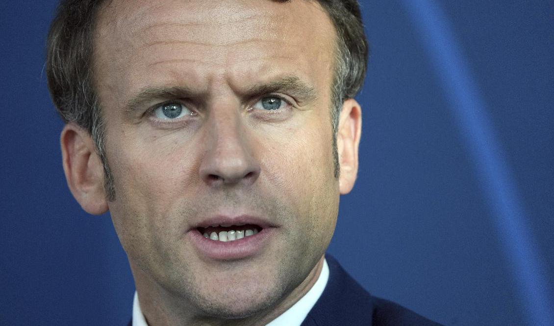 Frankrikes president Emmanuel Macron lovar fortsatt stöd till Ukraina. Arkivbild. Foto; Michael Sohn/AP/TT