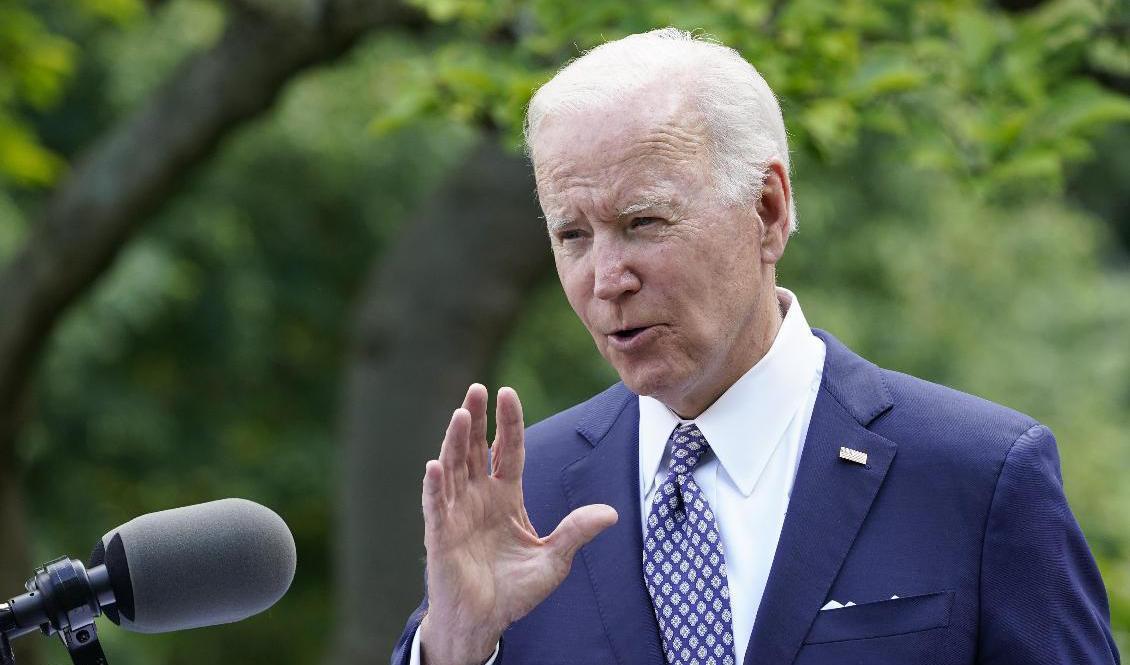 USA:s president Joe Biden under ett evenemang i Rosenträdgården vid Vita huset i tisdags. Foto: Susan Walsh/AP/TT