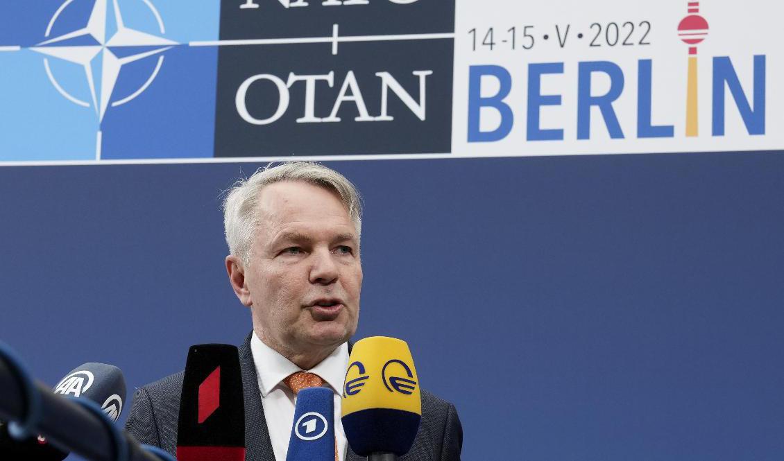 Finlands utrikesminister Pekka Haavisto på Natomötet i Berlin förra helgen. Arkivbild. Foto: Michael Sohn/AP/TT