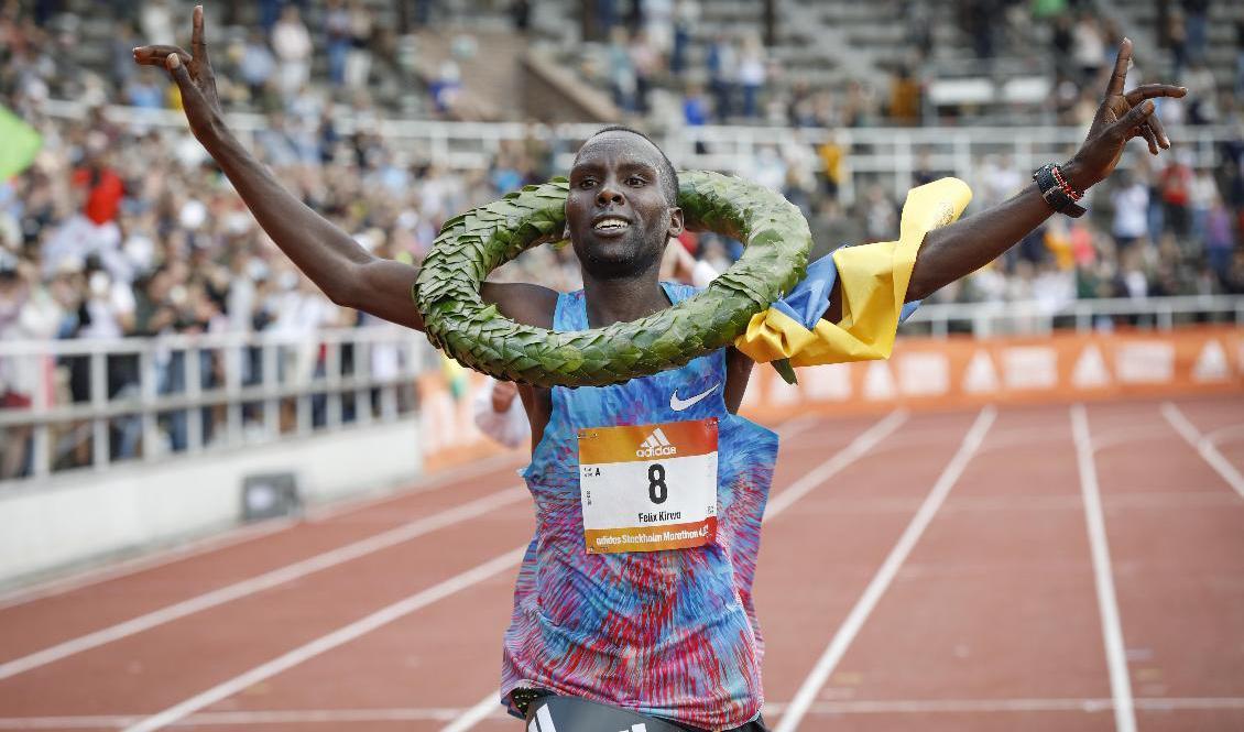 Felix Kirwa, Kenya, vinner Stockholm Marathon. Foto: Johan Jeppsson/TT