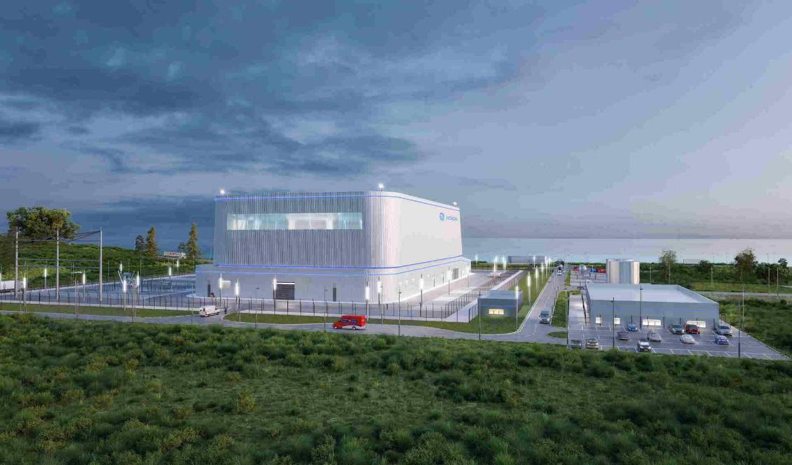GE Hitachis SMR på 300 MW planeras gå i drift i Kanada 2028. Det svenska bolaget Kärnfull Next har tecknat avtal med Hitachi för att ta in deras SMR i Sverige. Illustration: GE Hitachi